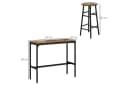 HOMCOM Bartisch-Set 3-tlg. mit 2 Hockern Rustikal-Braun MDF Stahl Bild 3