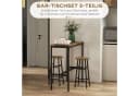 HOMCOM Bartisch-Set 3-tlg. mit 2 Hockern Rustikal-Braun MDF Stahl Bild 4