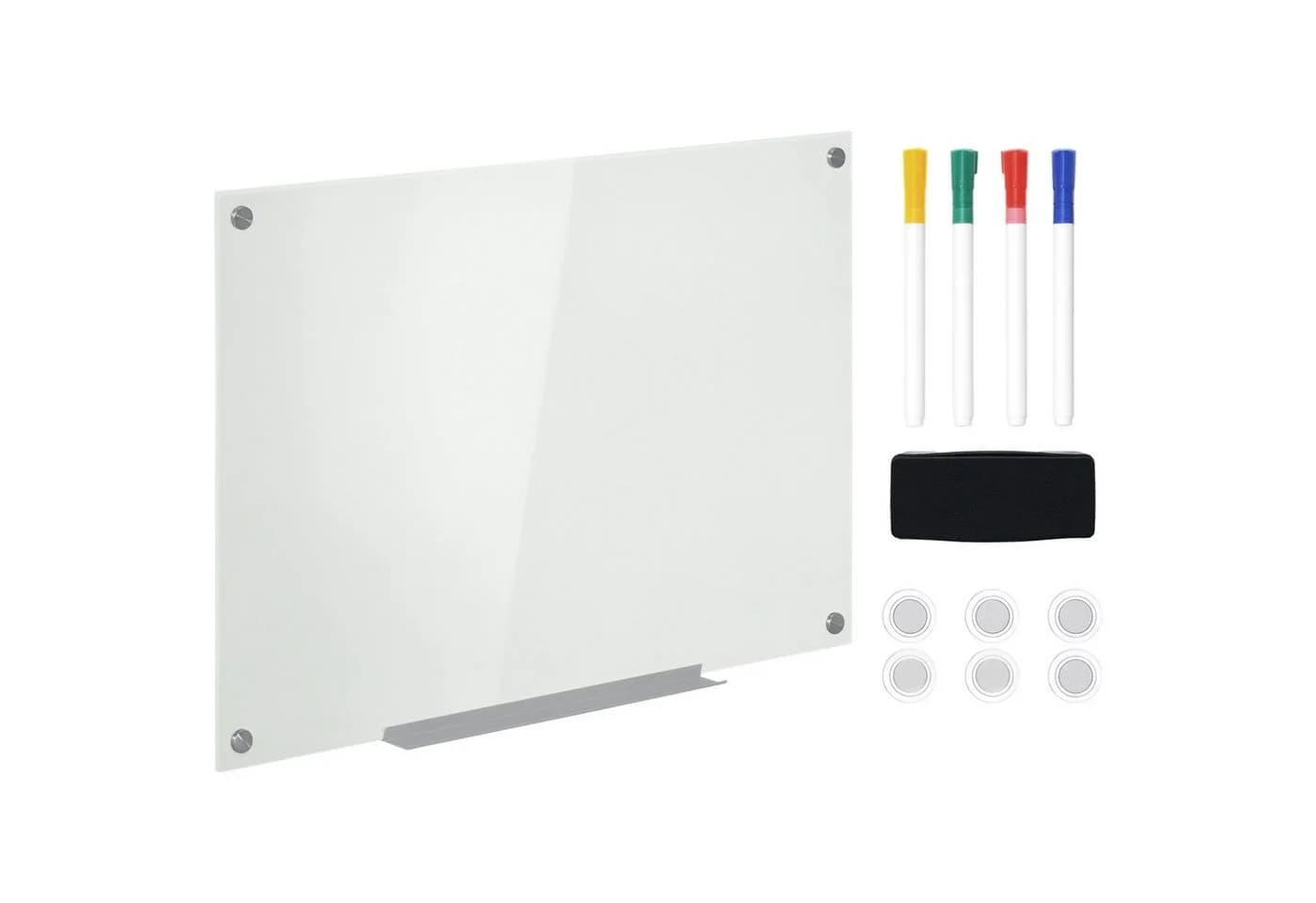 Vinsetto Magnettafel Glastafel Weiß Rahmenlos