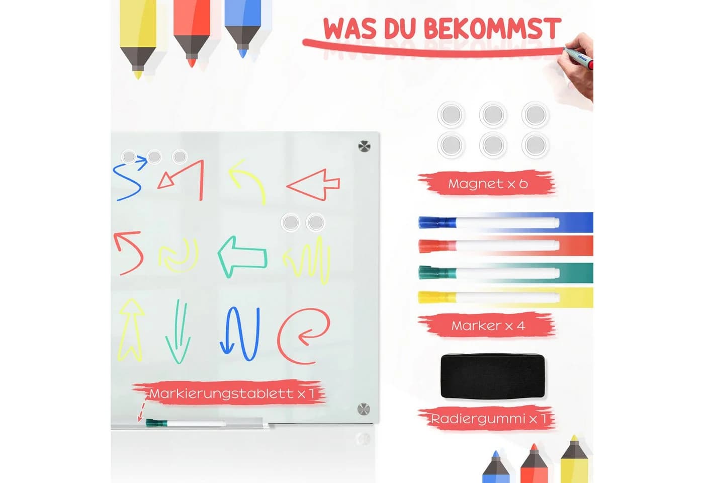 Vinsetto Magnettafel Glastafel Weiß Rahmenlos - Bild 5