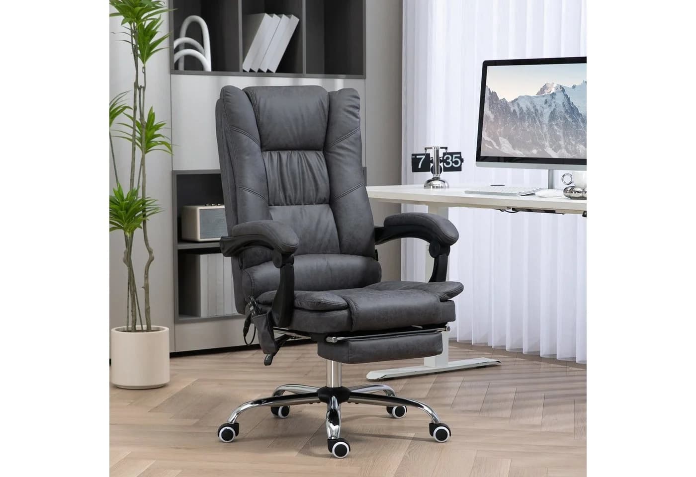 Vinsetto Massage-Bürostuhl mit Heizfunktion und Lendenwirbelstütze, grau - Bild 2