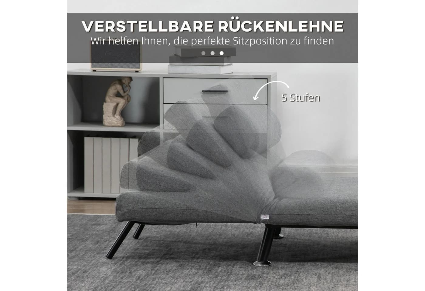 HOMCOM Sessel Schlafsofa Dunkelgrau mit Schlaffunktion - Bild 4