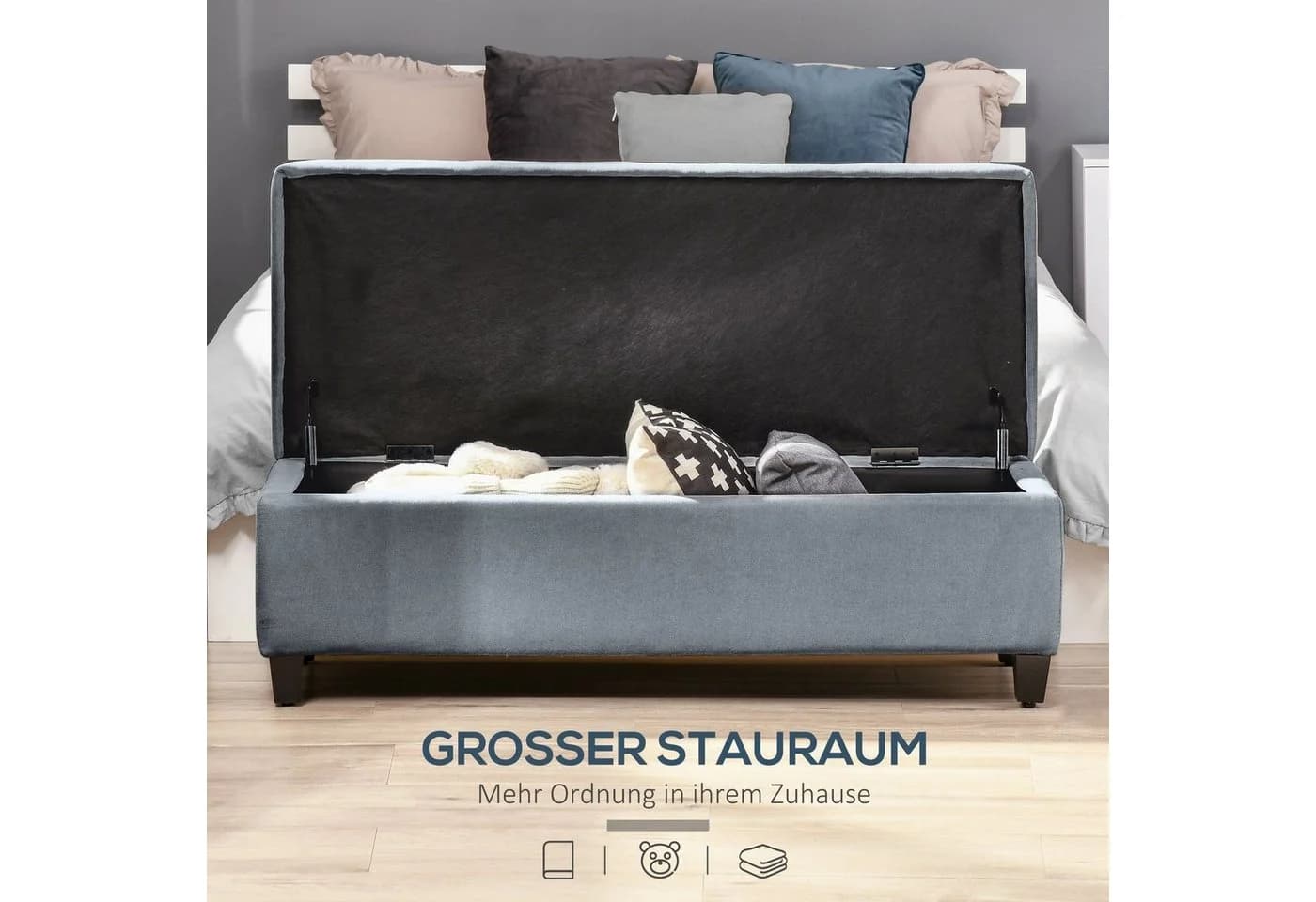 HOMCOM Sitzbank Aufbewahrungsbank Grau mit Stauraum - Bild 4