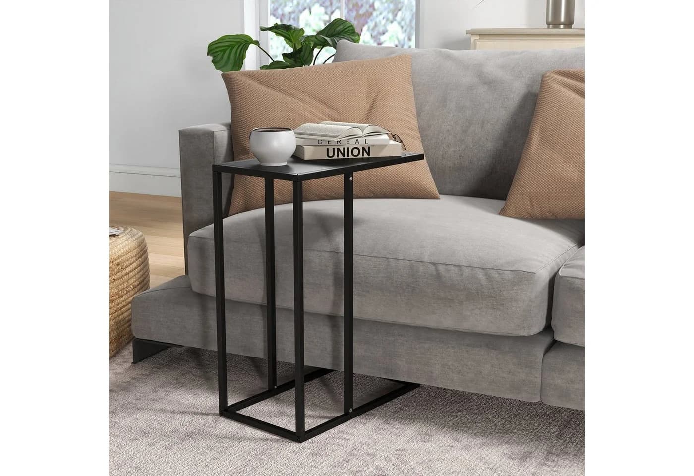 HOMCOM Beistelltisch C-Form Schwarz Stahlgestell - Bild 2