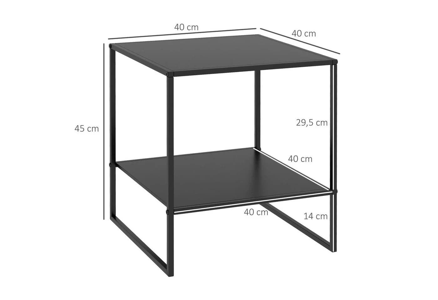 HOMCOM Beistelltisch Industriedesign Schwarz mit Stauraum - Bild 3