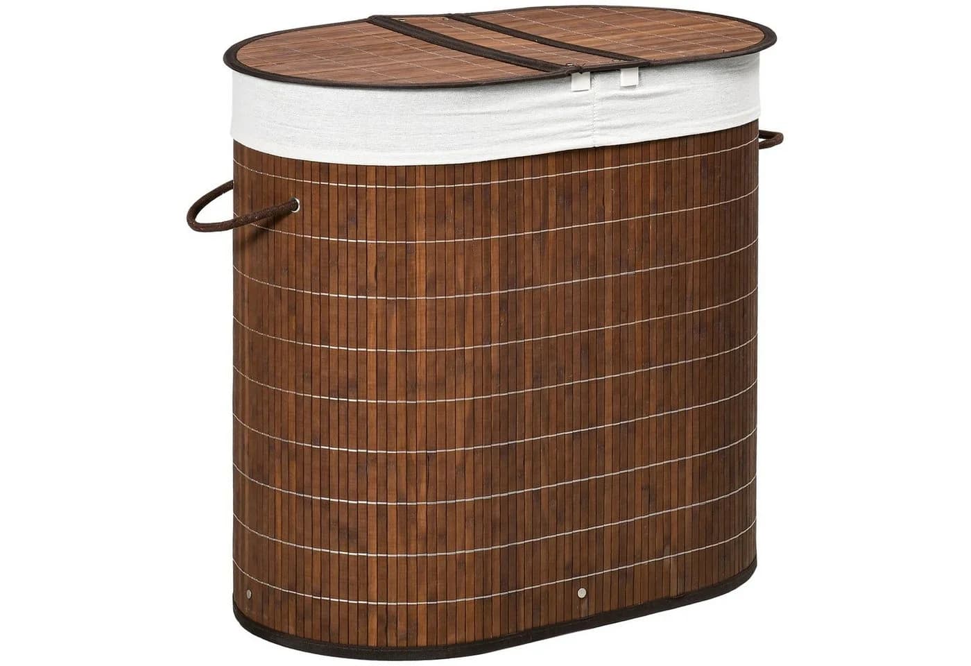 HOMCOM Wäschekorb 100L Bambus Braun mit 2 Fächern und Deckel - Bild 2