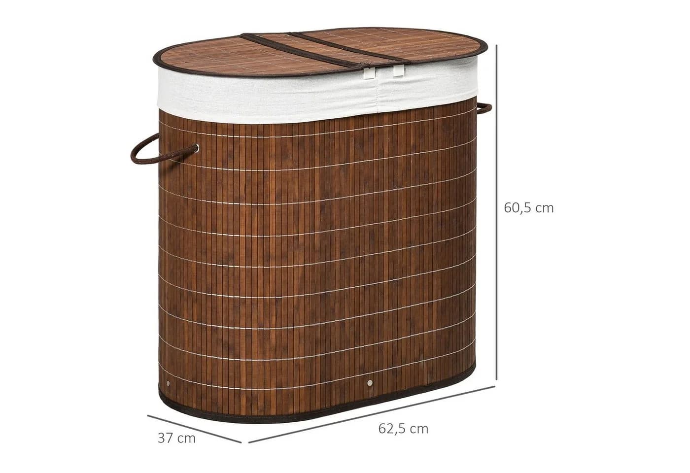 HOMCOM Wäschekorb 100L Bambus Braun mit 2 Fächern und Deckel - Bild 3