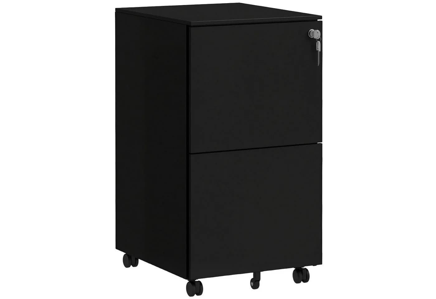 Vinsetto Rollcontainer Aktenschrank mit 2 Schubladen und Rollen, Schwarz