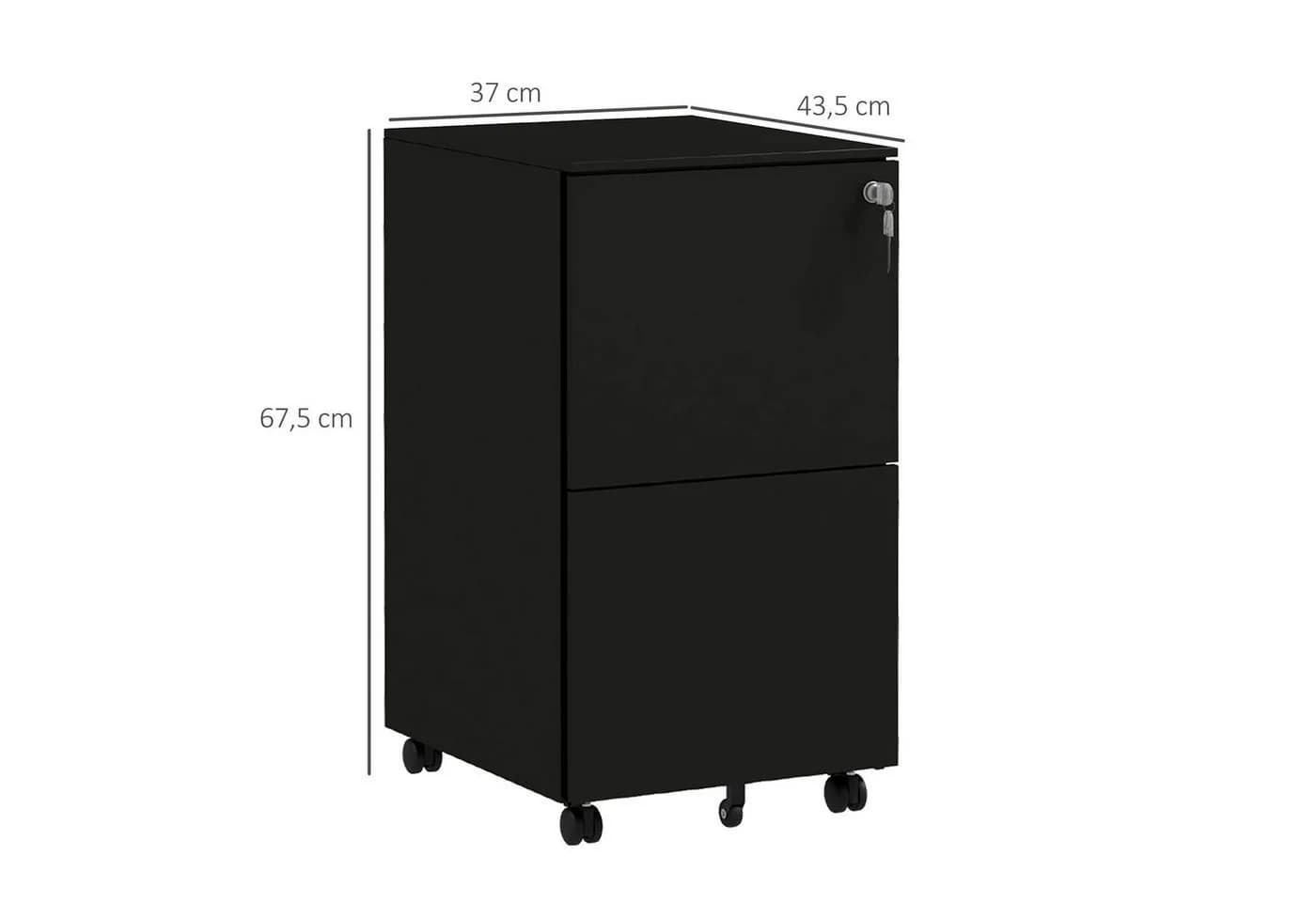 Vinsetto Rollcontainer Aktenschrank mit 2 Schubladen und Rollen, Schwarz - Bild 3