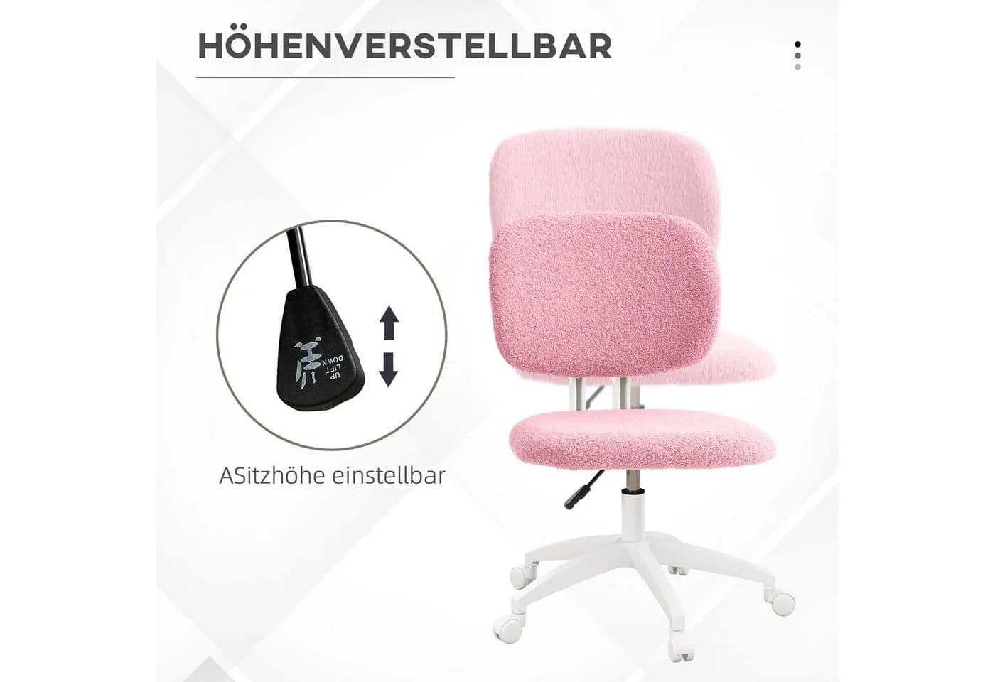 Vinsetto Schreibtischstuhl Rosa Höhenverstellbar - Bild 4