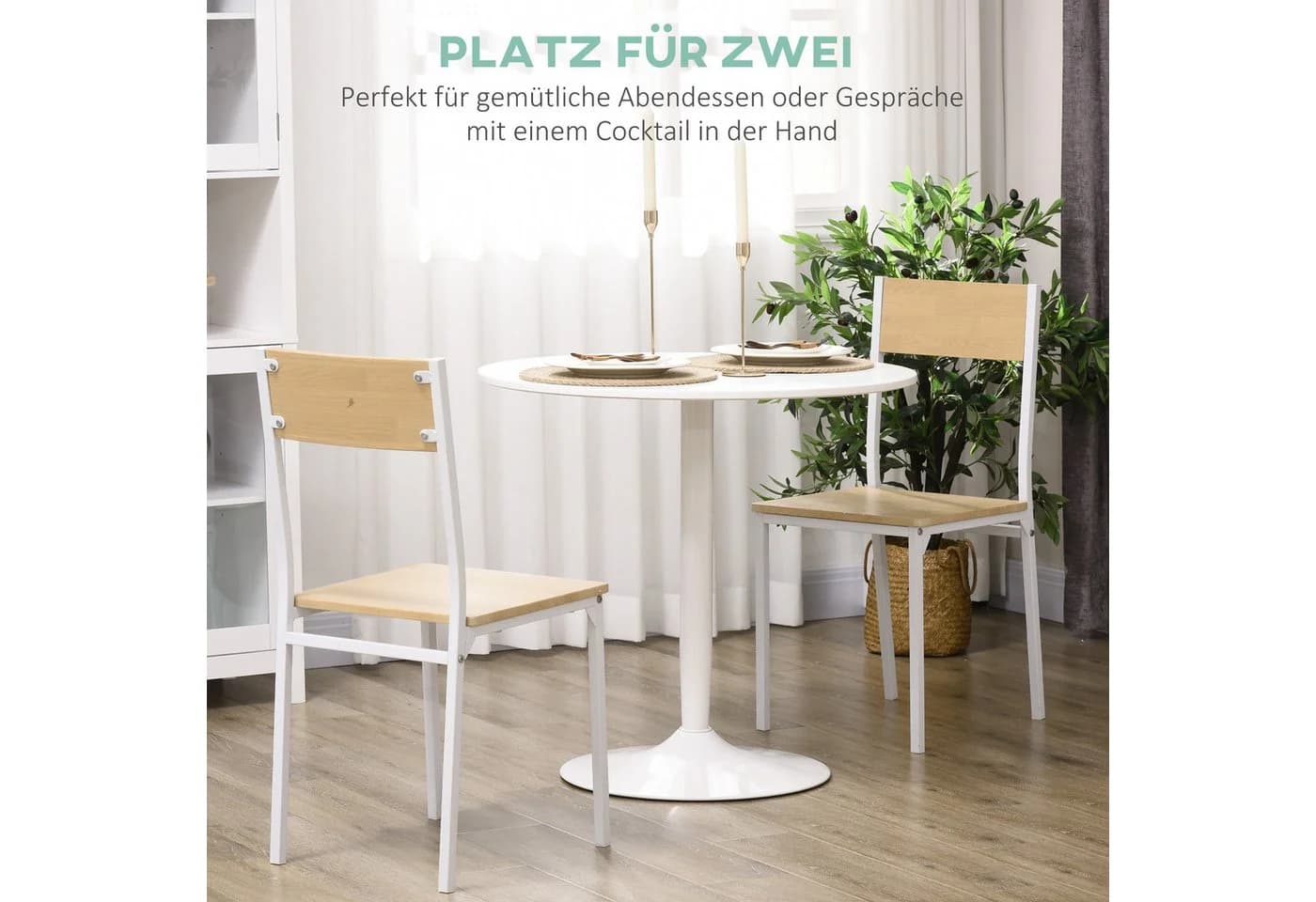 HOMCOM Esstisch Weiß Moderner Küchentisch mit Stahlfuß - Bild 4