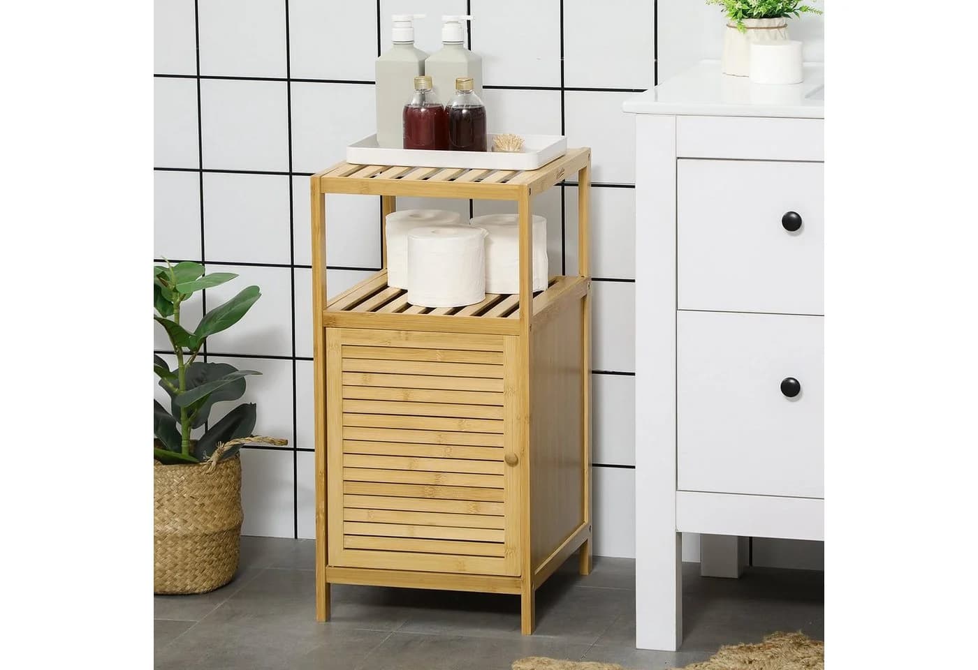 Kleankin Badregal Badezimmerschrank Natur - Bild 2