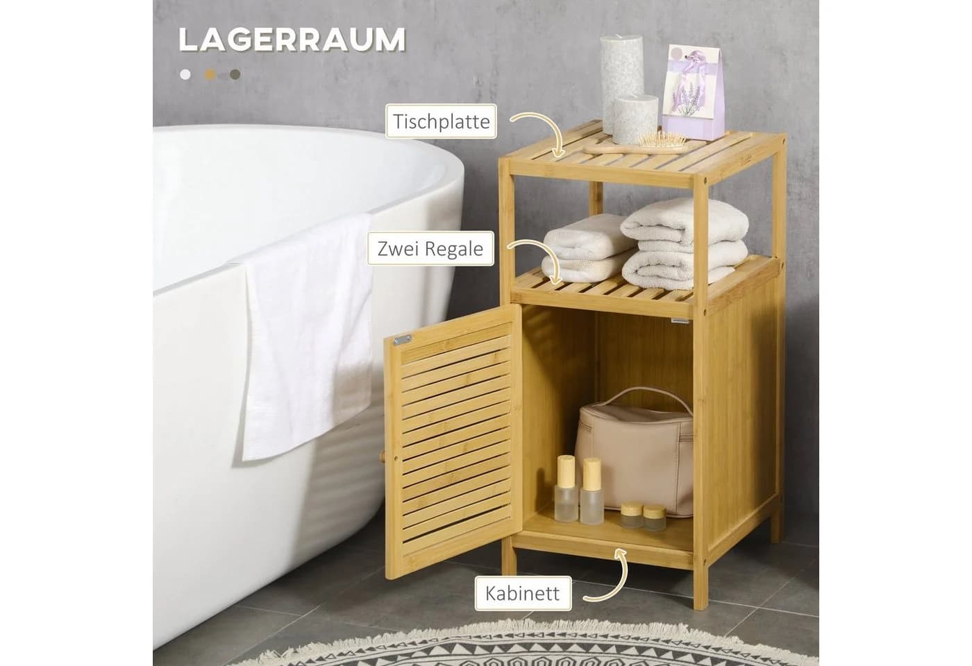 Kleankin Badregal Badezimmerschrank Natur - Bild 4