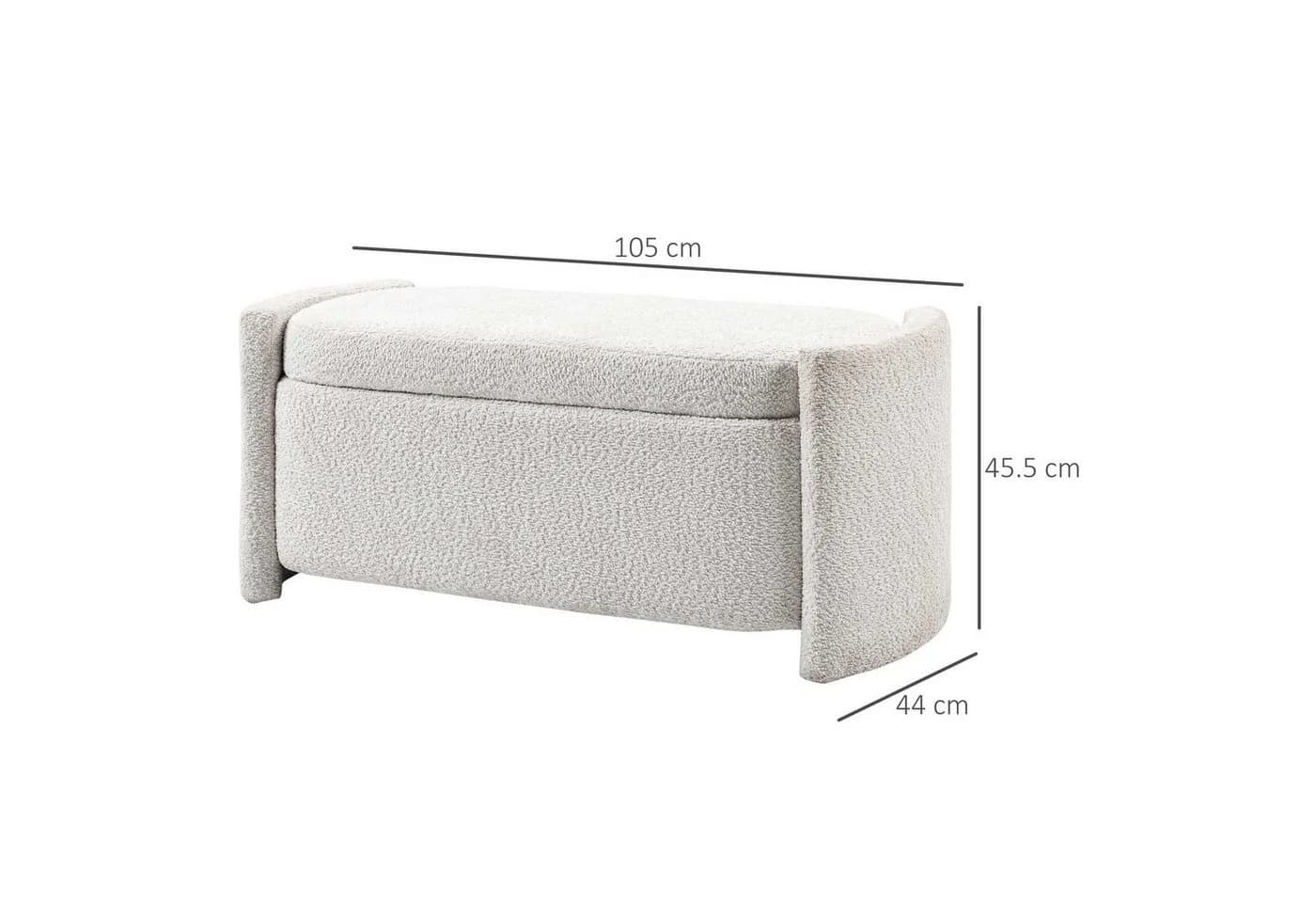 HOMCOM Sitzbank Polsterbank Creme mit Stauraum Teddy-Samt - Bild 3