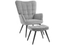 HOMCOM Relaxsessel mit Hocker Hellgrau Samt Optik Bild 1