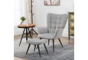 HOMCOM Relaxsessel mit Hocker Hellgrau Samt Optik Bild 2