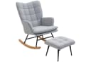 HOMCOM Schaukelsessel mit Hocker Hellgrau Buchenholz Bild 1