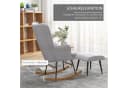 HOMCOM Schaukelsessel mit Hocker Hellgrau Buchenholz Bild 4