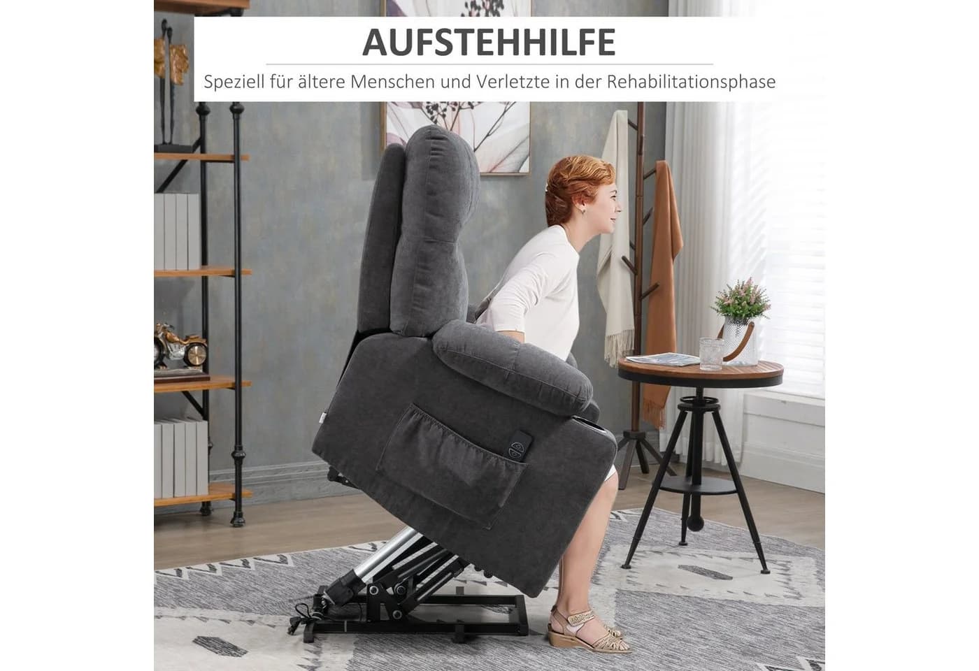 HOMCOM Massagesessel mit Aufstehhilfe Elektrischer Kinosessel Grau - Bild 4