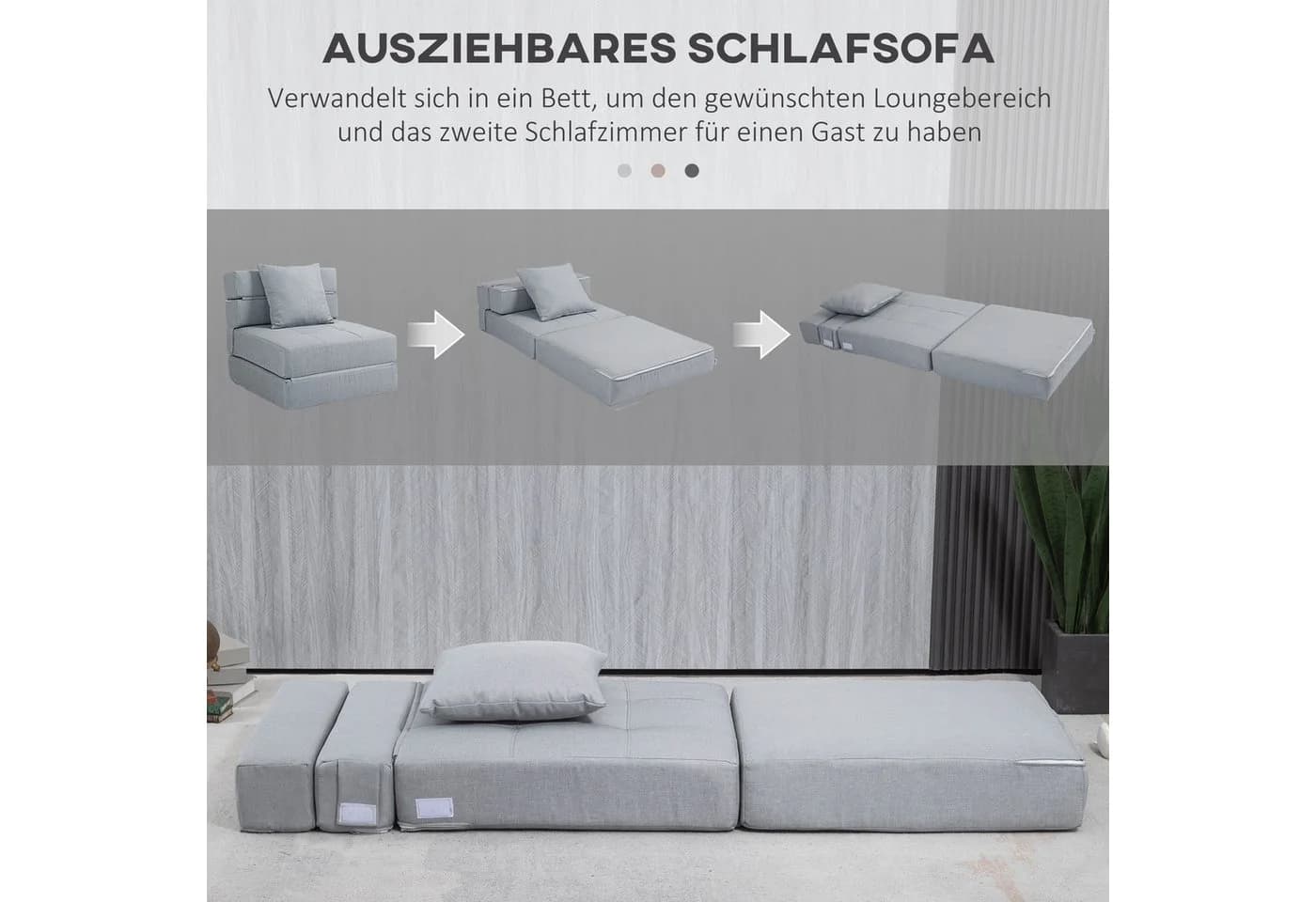 HOMCOM Schlafsessel 2-in-1 Design Blau - Bild 4