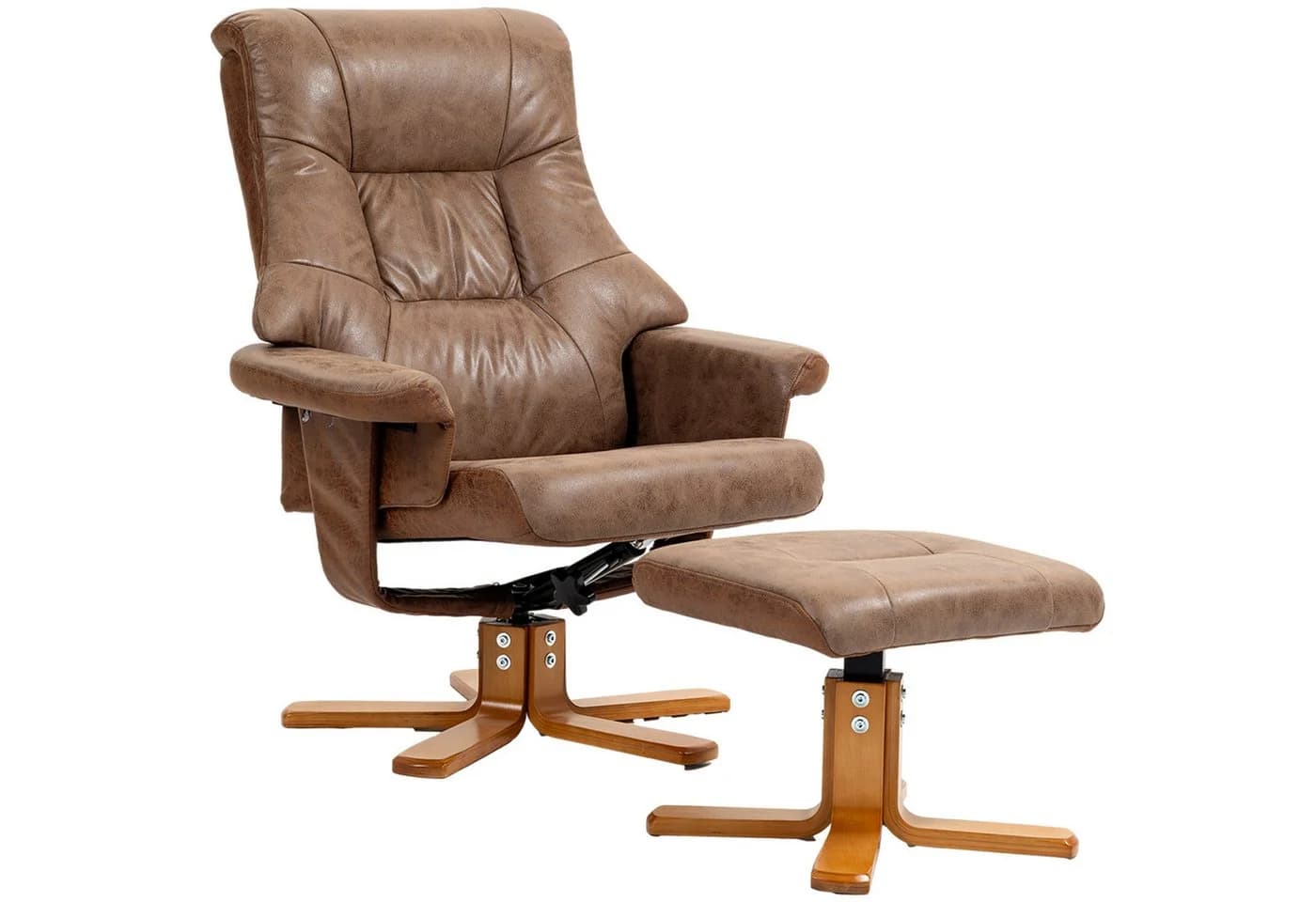HOMCOM Polsterstuhl Relaxsessel mit Hocker, Drehbar, Mikrofaser Braun