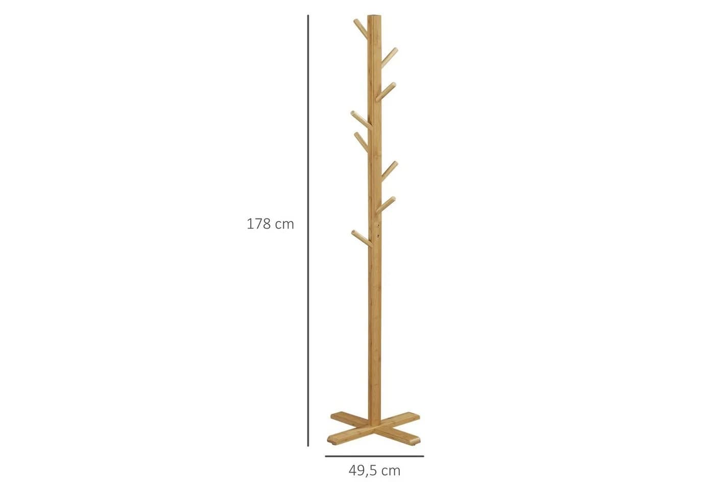 HOMCOM Bambus Garderobe mit 8 Haken Natur - Bild 3