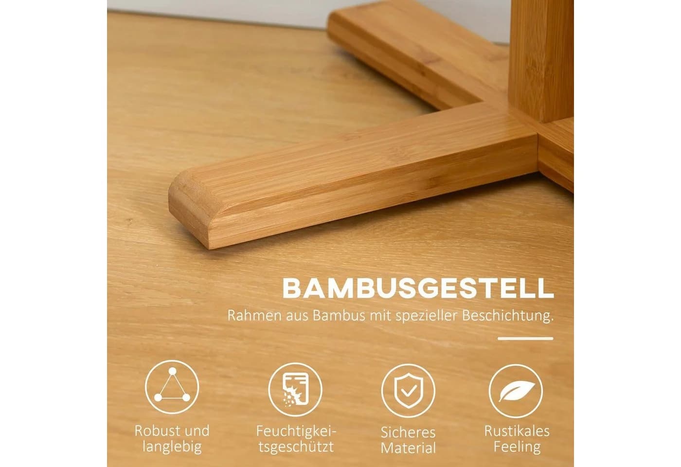 HOMCOM Bambus Garderobe mit 8 Haken Natur - Bild 5