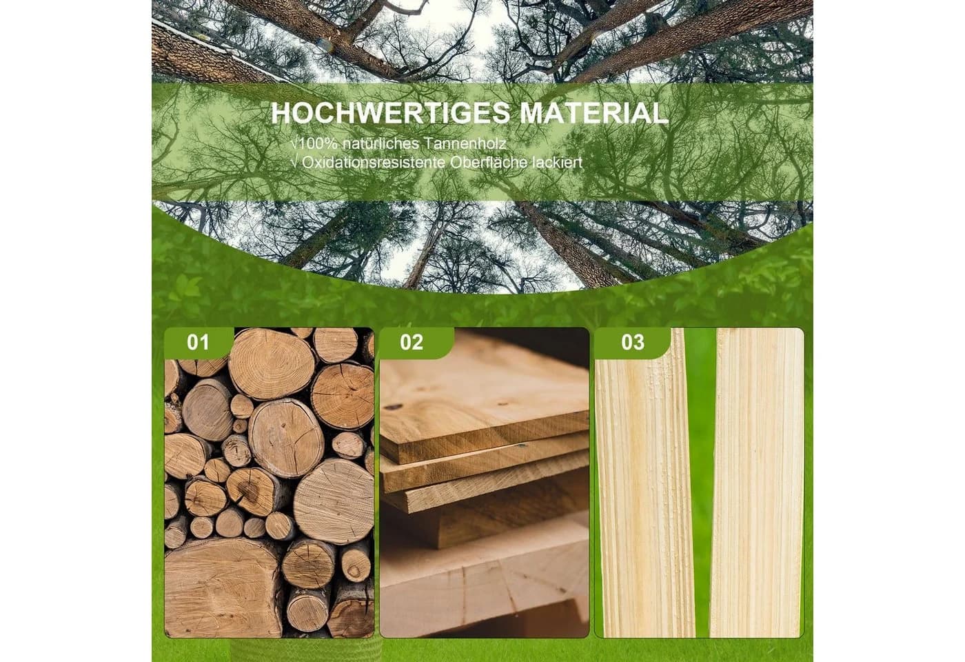 Outsunny Gartenbank 2-Sitzer mit Tisch Naturholz - Bild 5