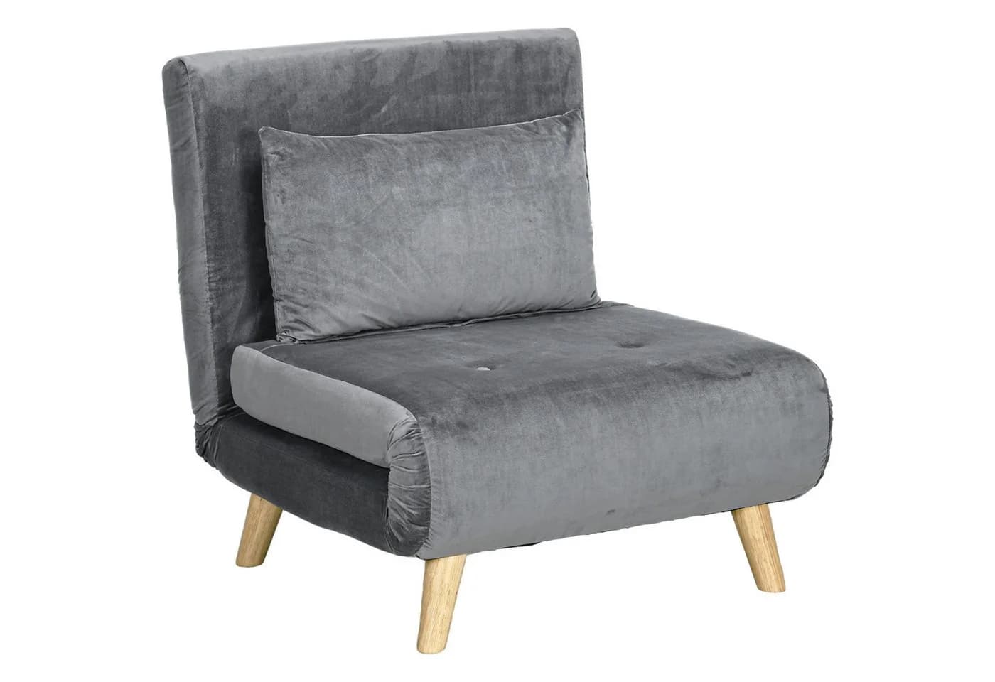 HOMCOM Schlafsofa Schlafsessel Grau mit Schlaffunktion und verstellbarer Lehne