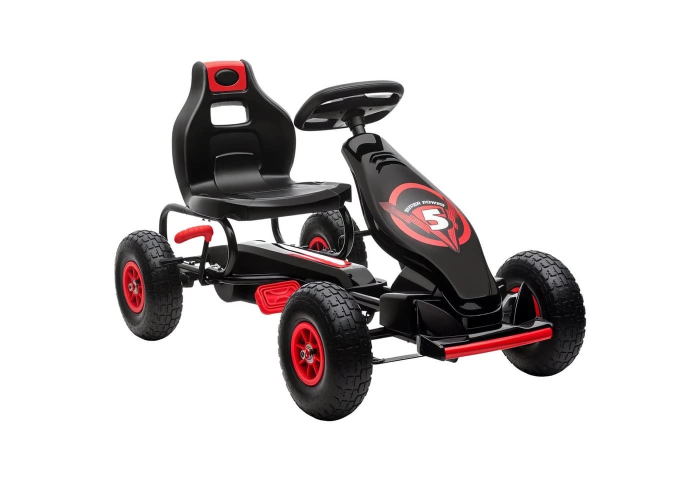 HOMCOM Go-Kart Kettcar Tretauto mit Gummireifen Rot+Schwarz