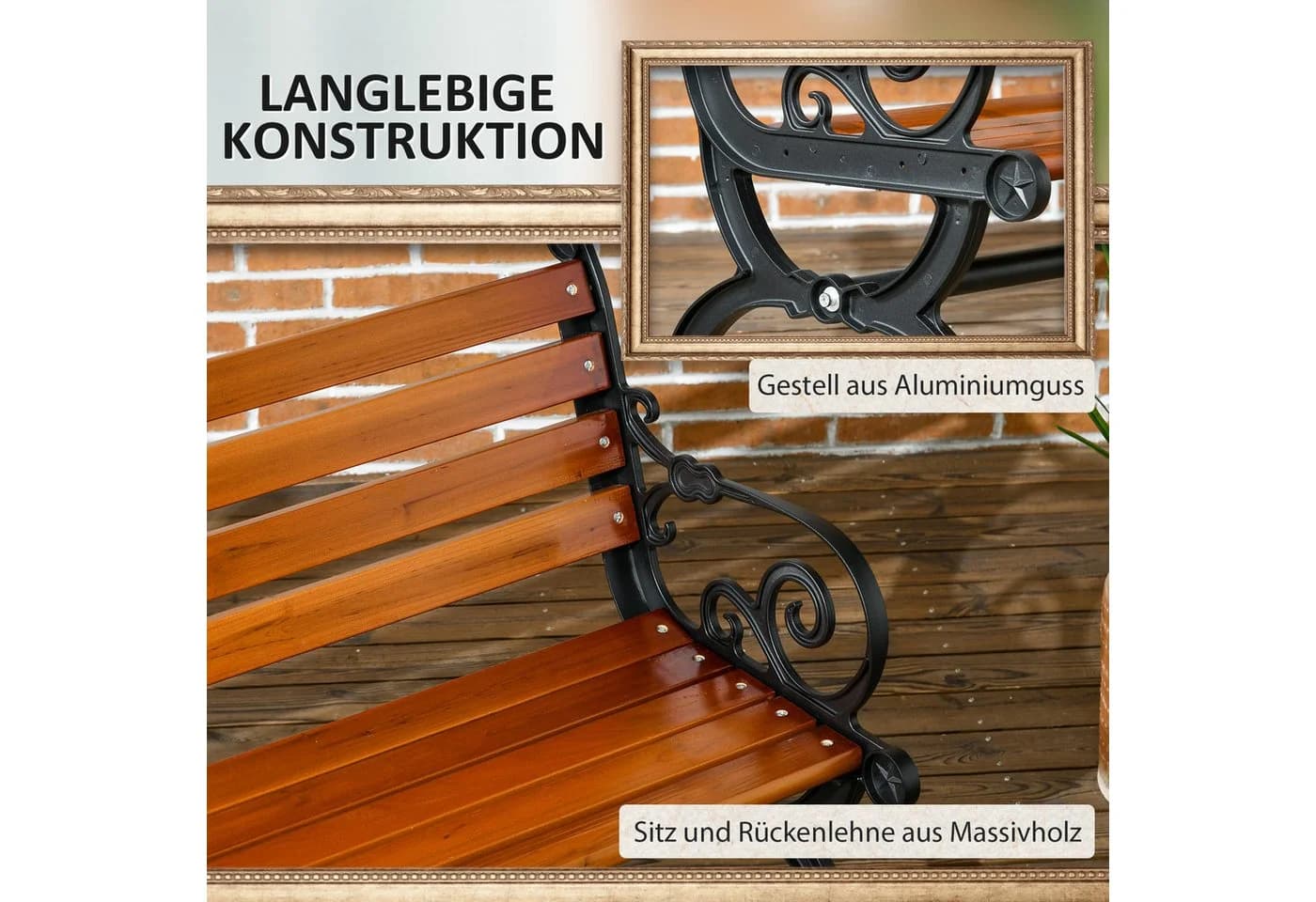 Elegante Gartenbank aus Aluminium und Tannenholz - Bild 5