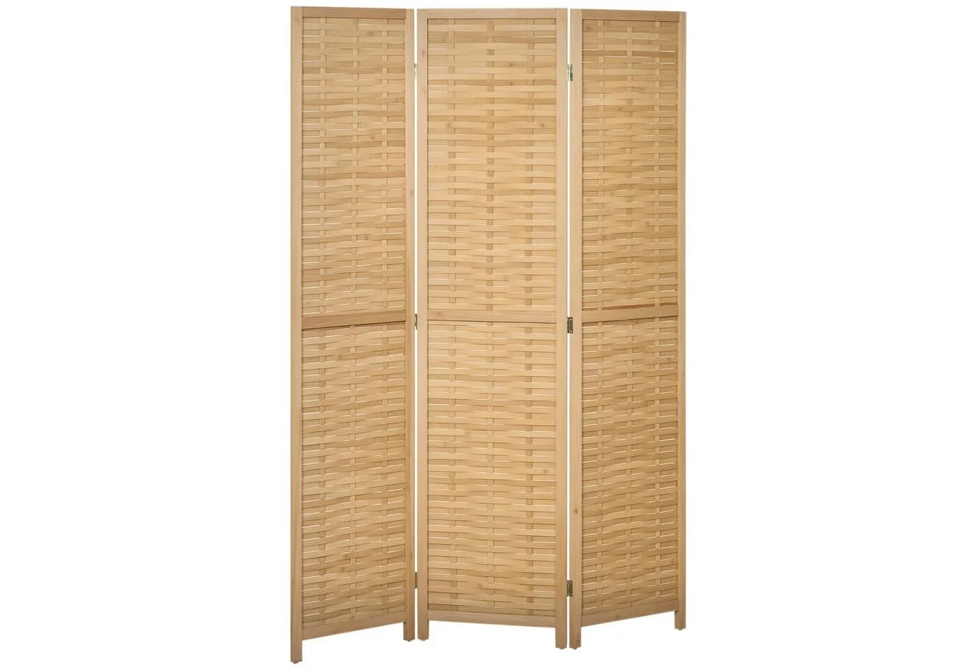 HOMCOM Paravent 3-teiliger Raumteiler Bambus Natur