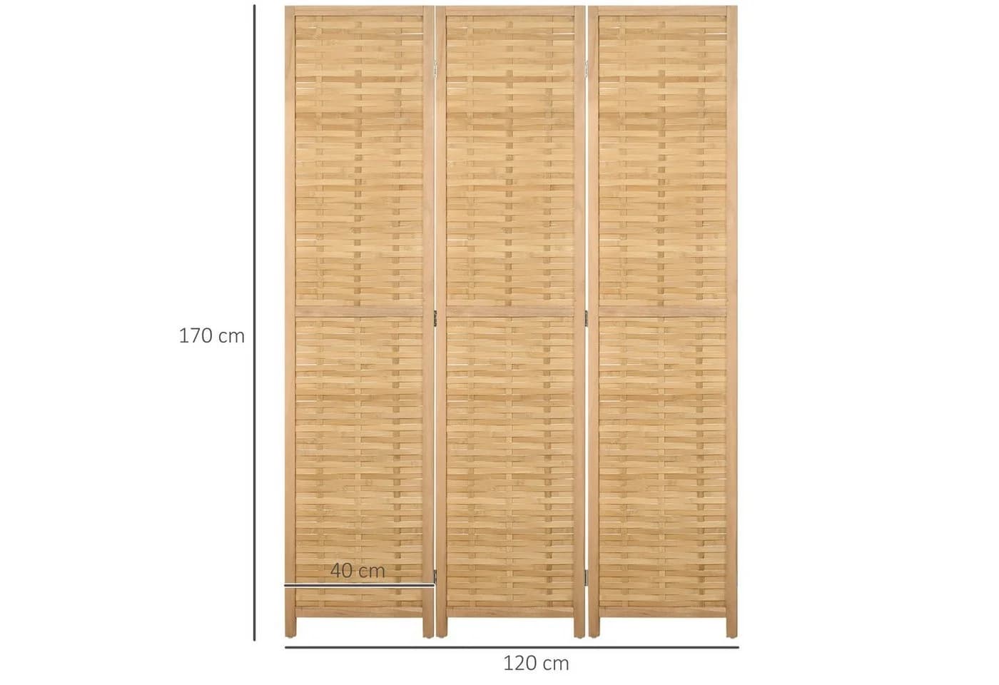 HOMCOM Paravent 3-teiliger Raumteiler Bambus Natur - Bild 3
