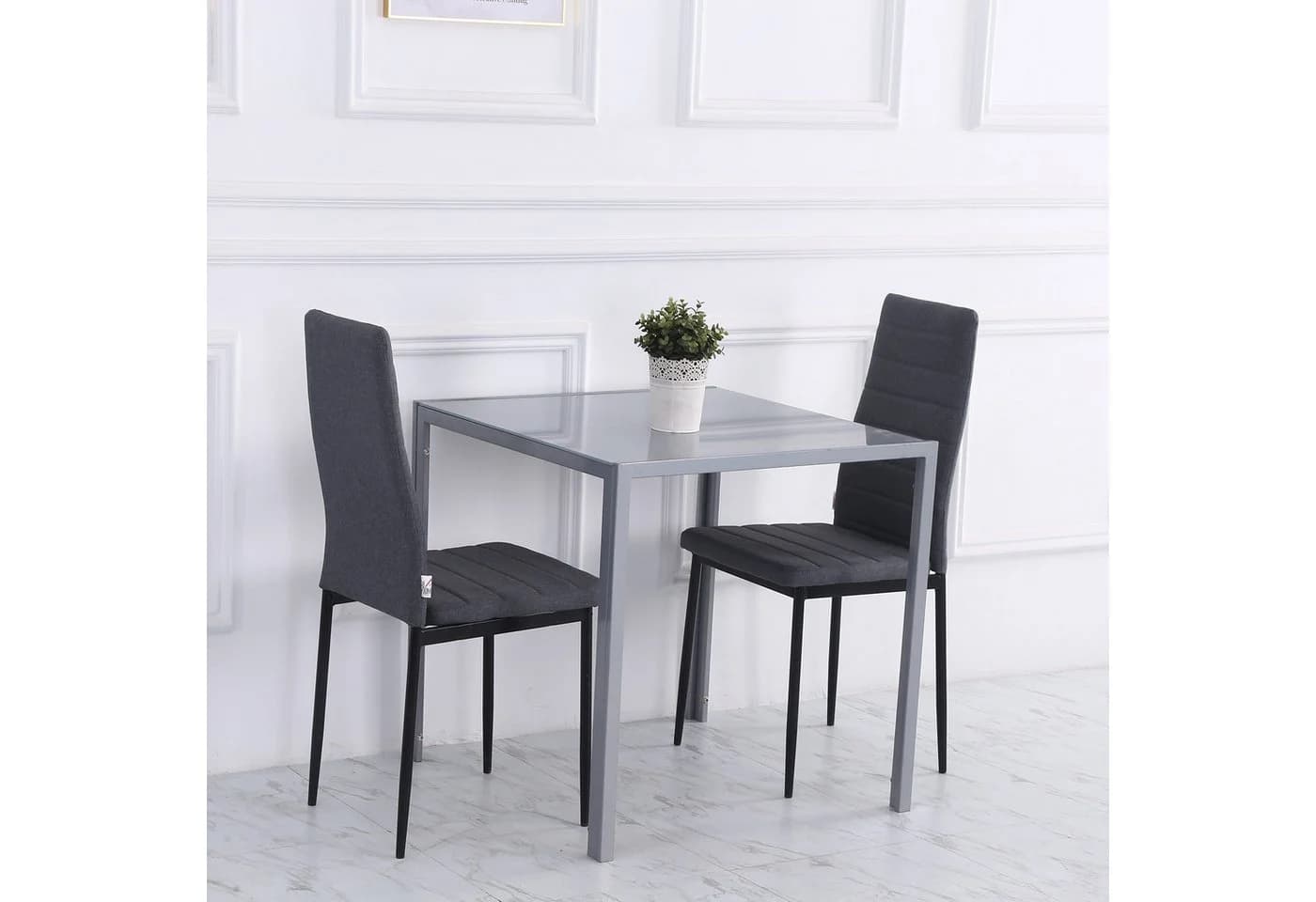 HOMCOM Esstisch Grau Glastisch für 4 Personen Modern - Bild 2
