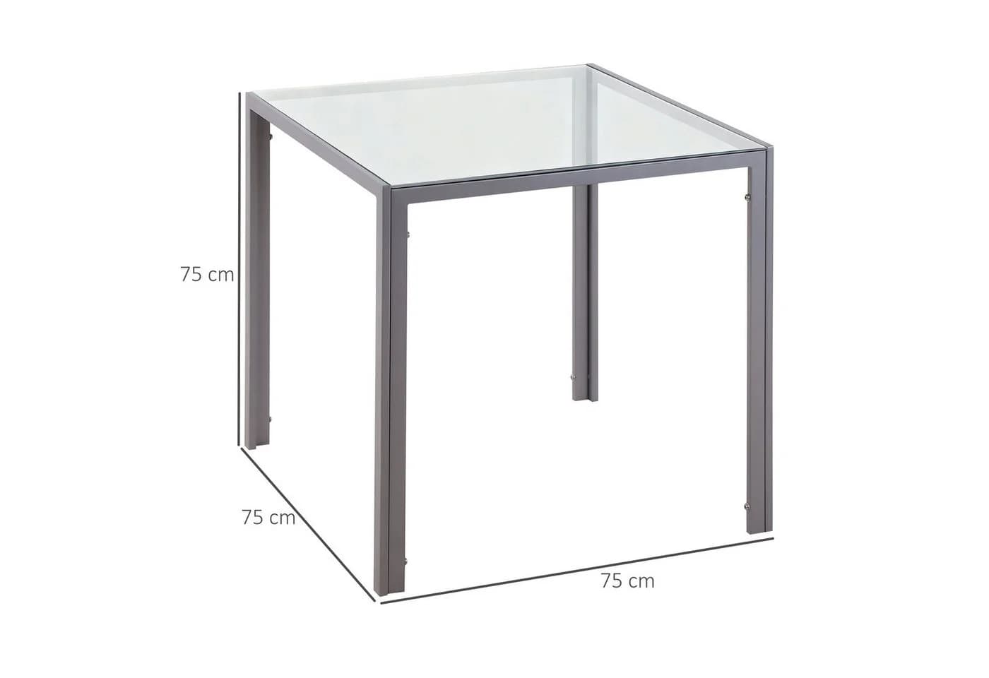 HOMCOM Esstisch Grau Glastisch für 4 Personen Modern - Bild 3