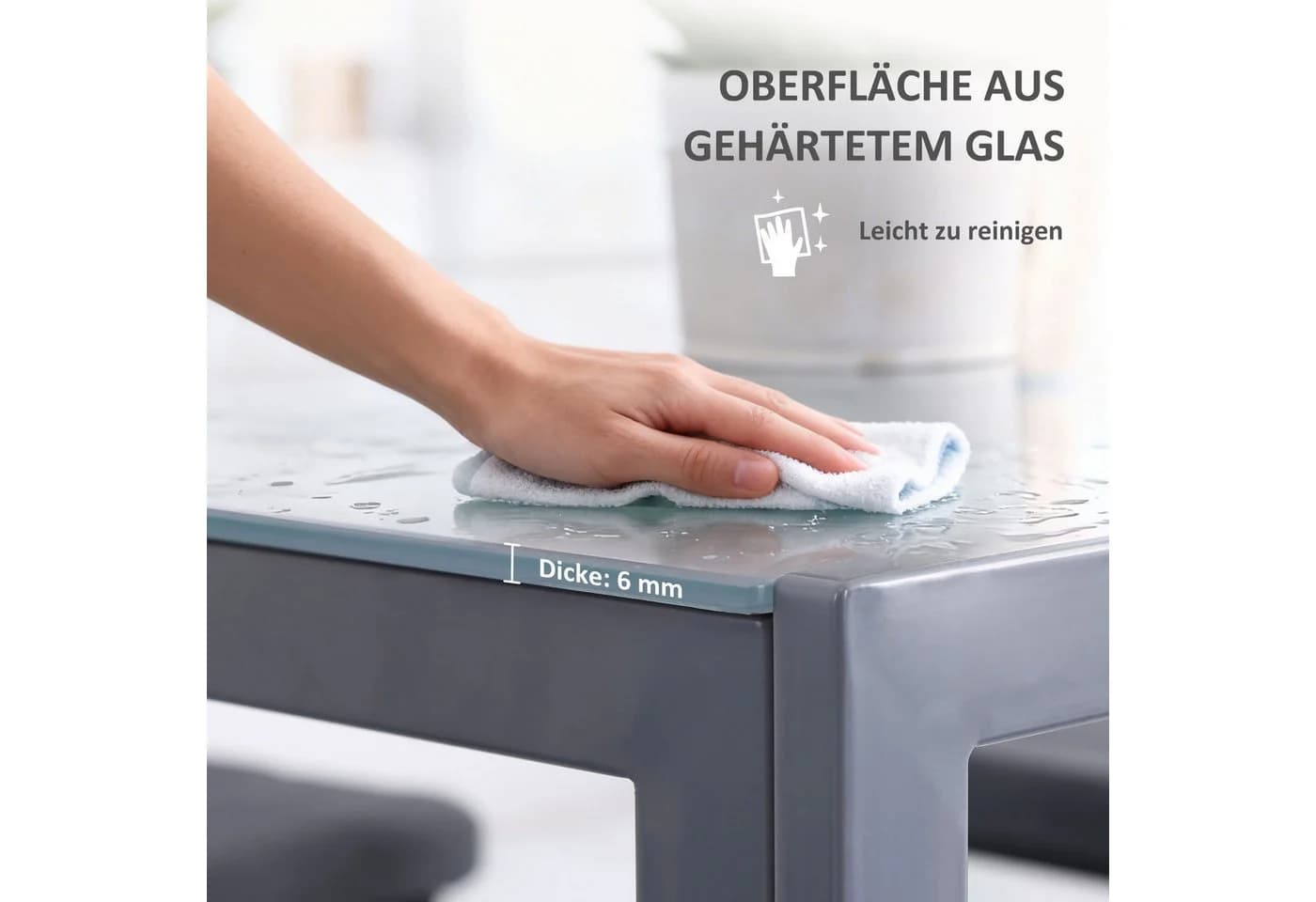 HOMCOM Esstisch Grau Glastisch für 4 Personen Modern - Bild 4