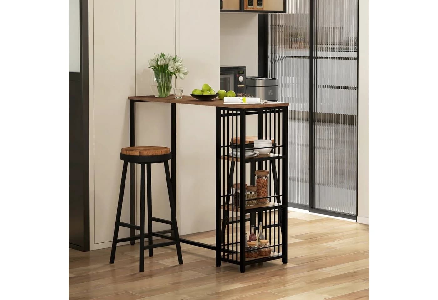 HOMCOM Bartisch Küchentisch Industriestil Braun Schwarz - Bild 2