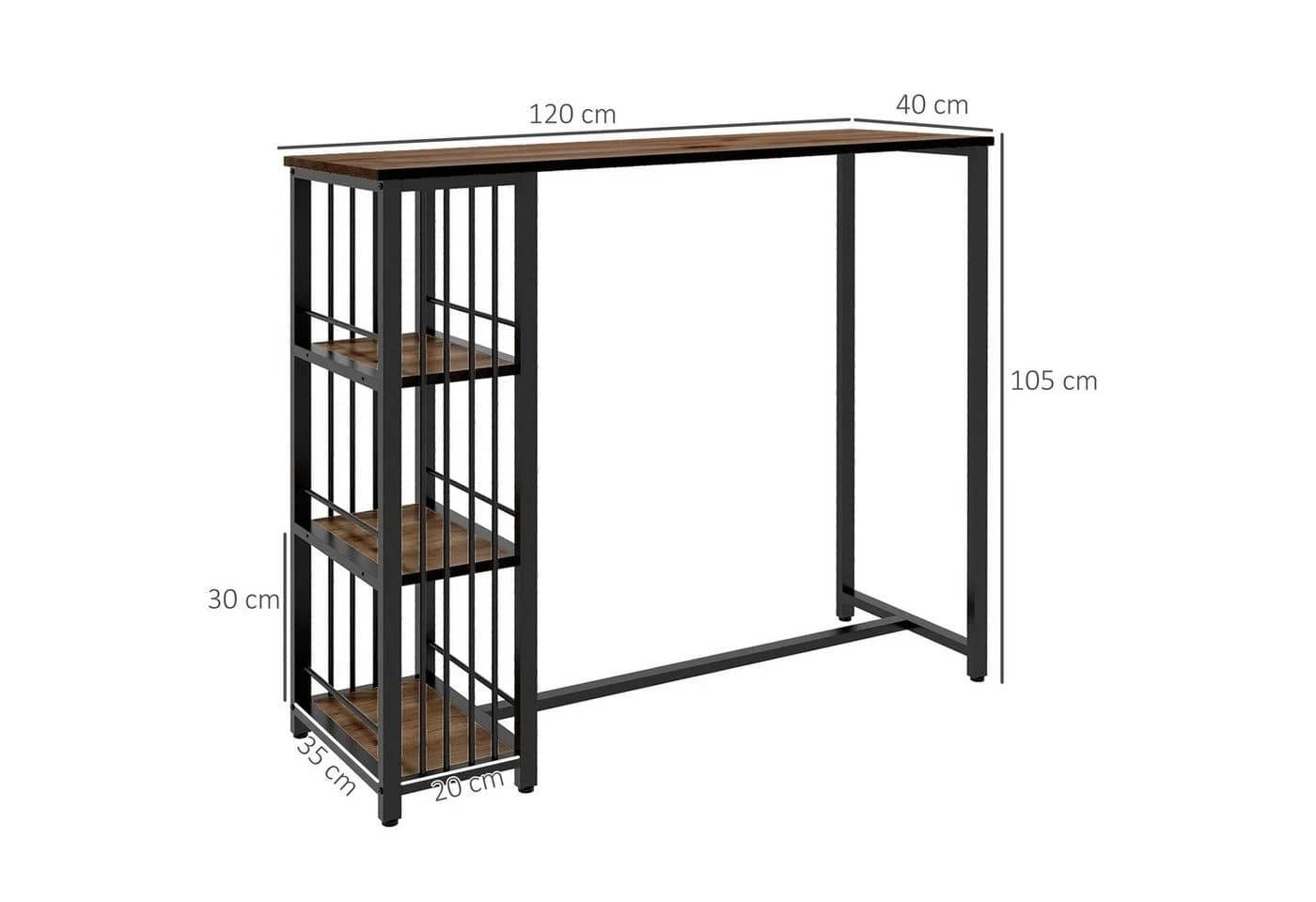 HOMCOM Bartisch Küchentisch Industriestil Braun Schwarz - Bild 3