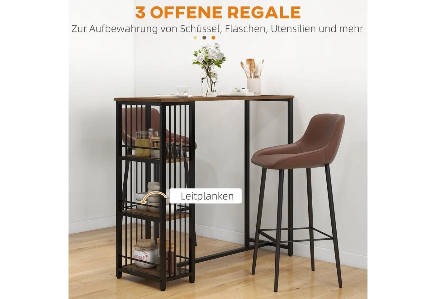 HOMCOM Bartisch Küchentisch Industriestil Braun Schwarz - Bild 4