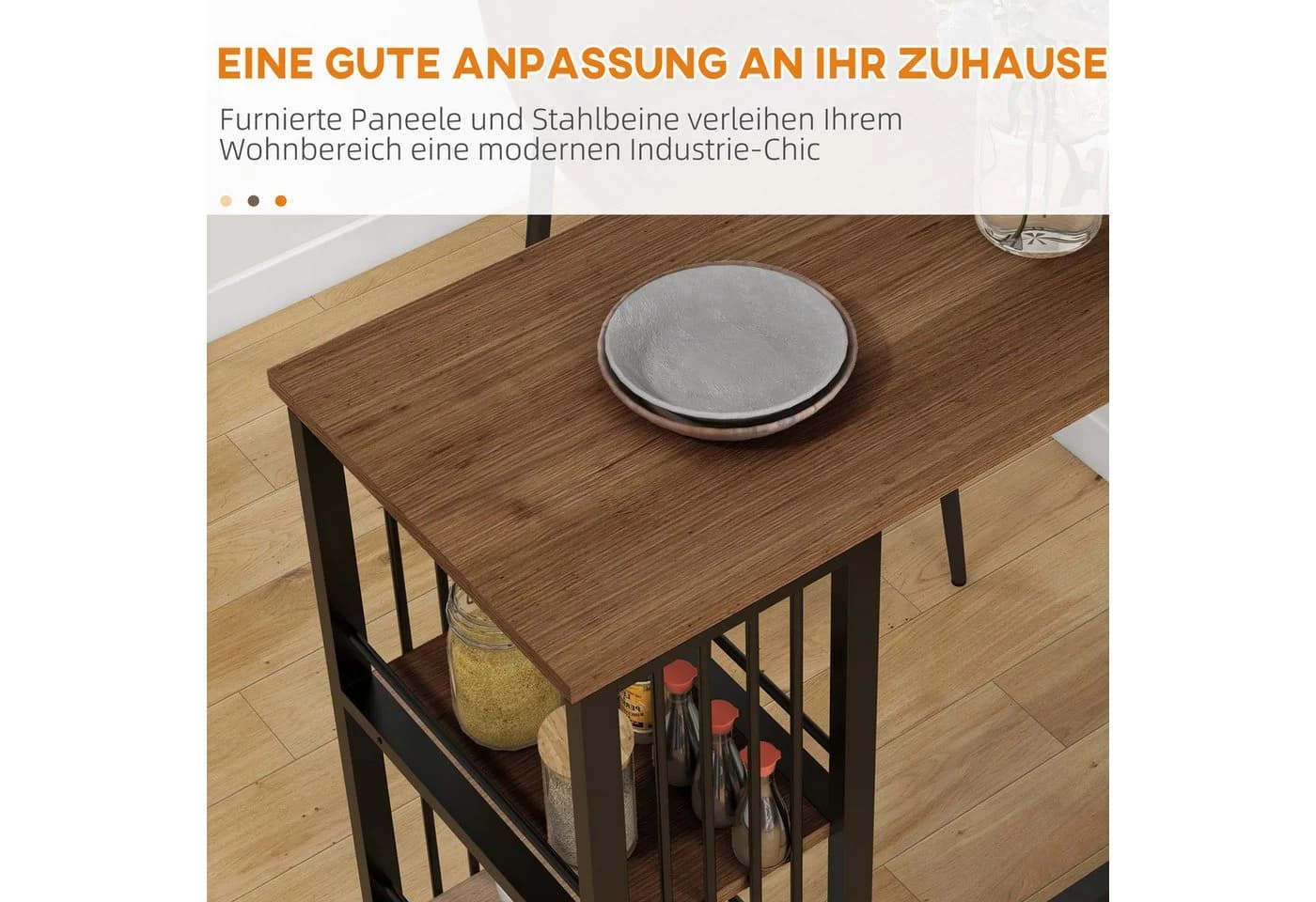 HOMCOM Bartisch Küchentisch Industriestil Braun Schwarz - Bild 5