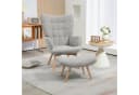 HOMCOM Relaxsessel Ohrensessel mit Hocker Grau Cord-Optik Bild 2