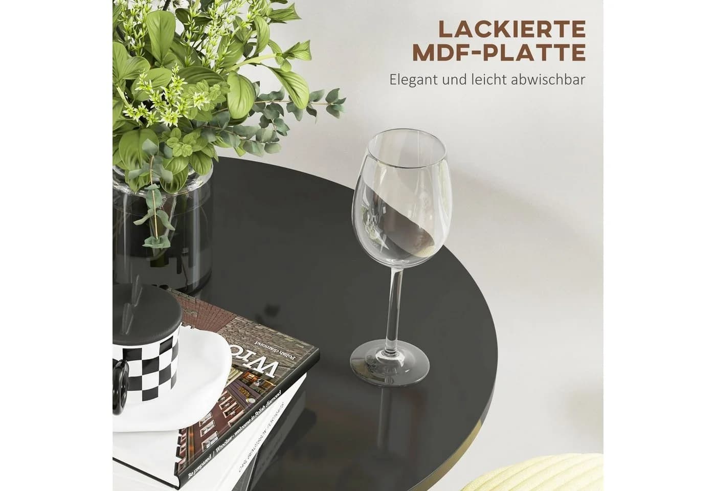 HOMCOM Bartisch Schwarz Rund MDF Stahl - Bild 5