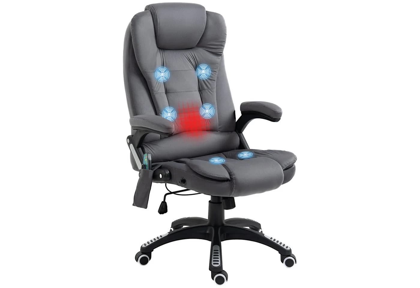 Vinsetto Schreibtischstuhl mit Massage, Heizung und Liegefunktion, Grau