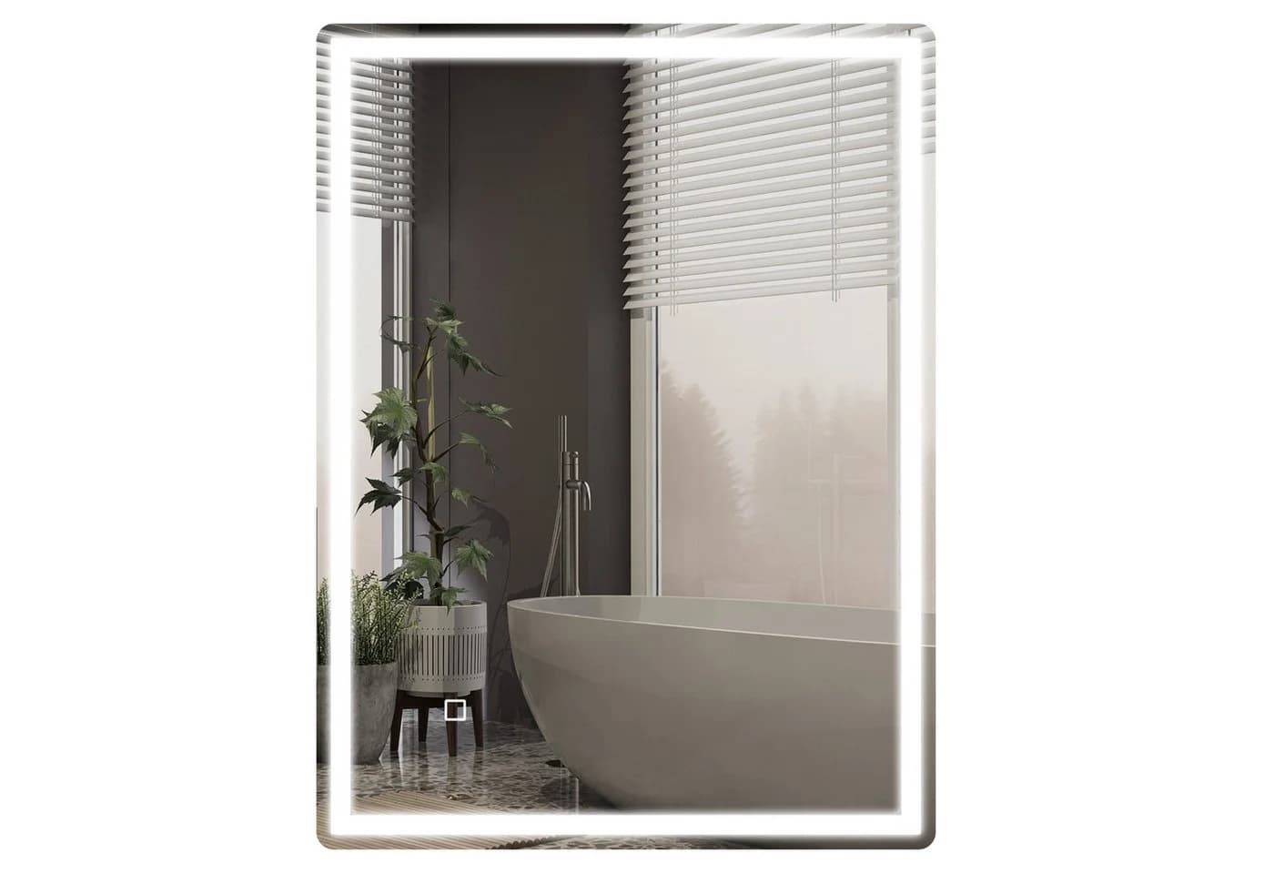 HOMCOM LED-Badezimmerspiegel Glas Kunststoff