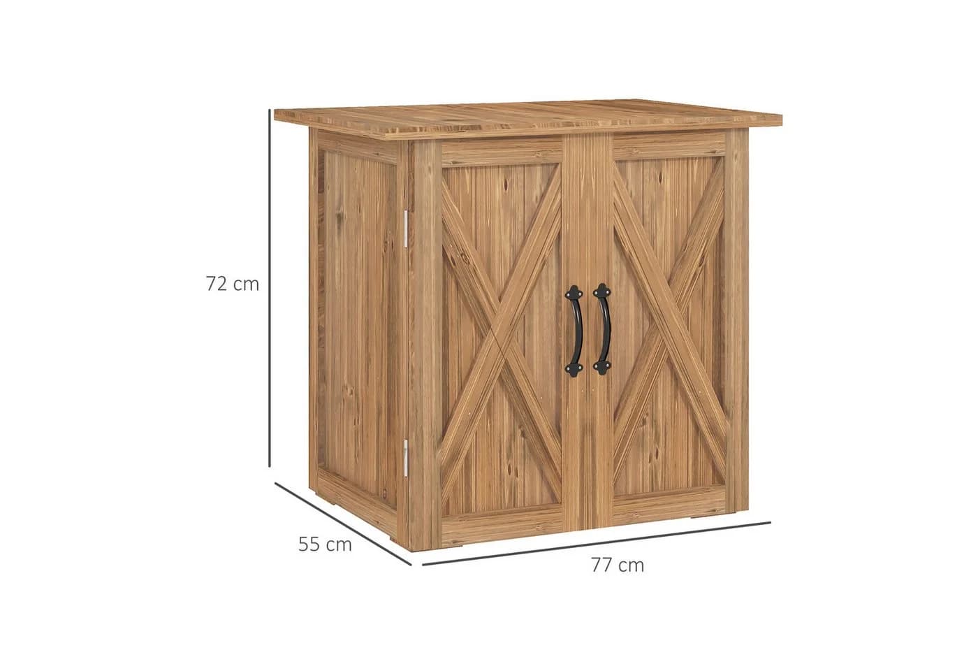 Outsunny Geräteschrank mit Doppeltür Braun Tannenholz Gartenbox - Bild 3