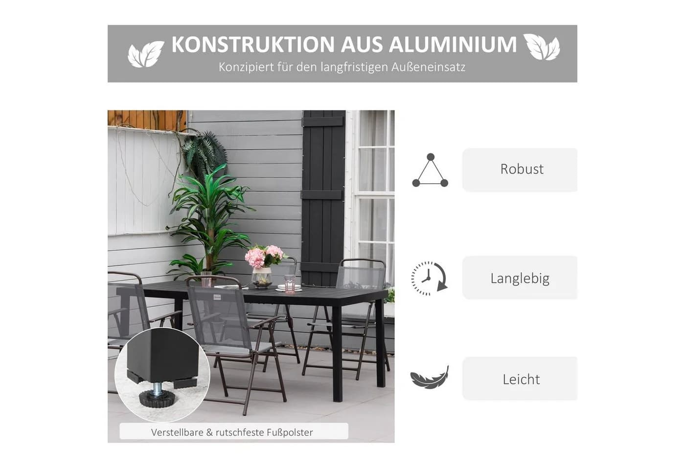Outsunny Gartentisch Aluminium Kunststoff 190x90x74 cm - Bild 5