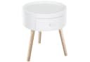 HOMCOM Runder Couchtisch Beistelltisch Weiß mit Schublade Bild 2