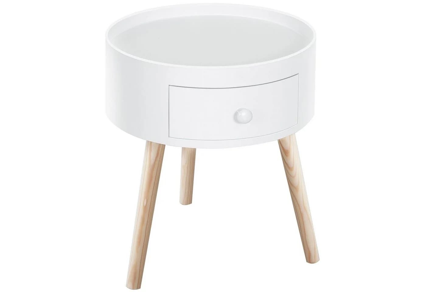 HOMCOM Runder Couchtisch Beistelltisch Weiß mit Schublade - Bild 2