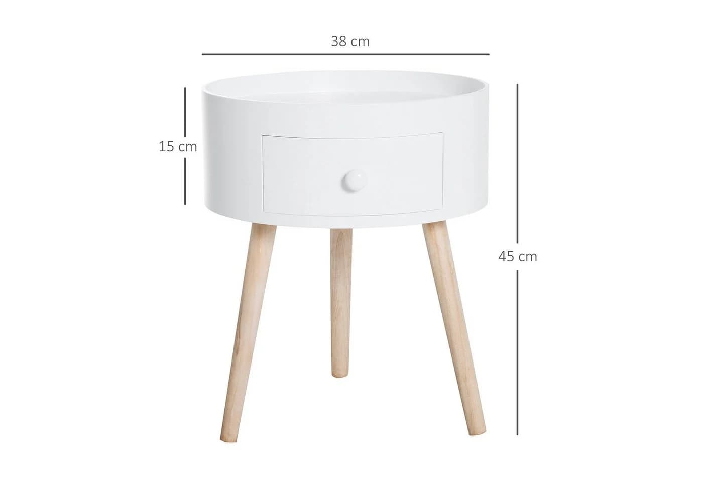 HOMCOM Runder Couchtisch Beistelltisch Weiß mit Schublade - Bild 3