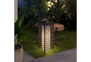 Outsunny LED Solarleuchte Rattan Solarlampe, Wasserdichte Wegleuchte mit Lichtsensor, Solarbetrieben, Lichtsensor, Wasserdicht, LED, Weiß, Stahl, Grau Bild 2